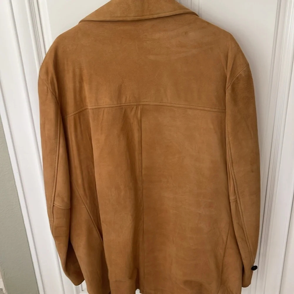 Vtg Windbreaker Van Heusen Heavy Soft Leather Jacket Vest Camel tan 48 J Keisman